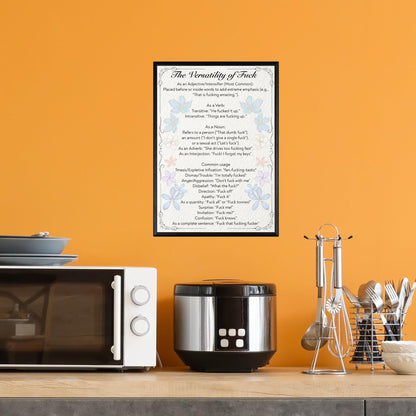 Rude Poster, Grammar uses of the word F**k, Etymology Lexicology Print, Quirky Wall Art, A4 Poster Print, Funny Gift