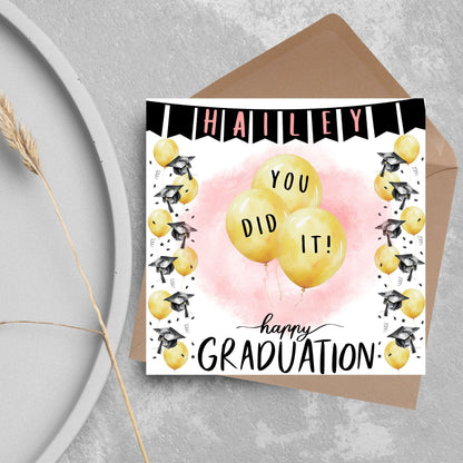 Personalised Graduation Congratulation Card, Well Done Card, Customised Well Done Card, Well Done Card from Mum, Well done Uncle, University