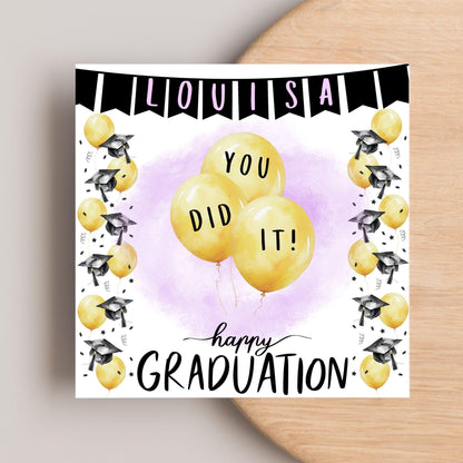Personalised Graduation Congratulation Card, Well Done Card, Customised Well Done Card, Well Done Card from Mum, Well done Uncle, University