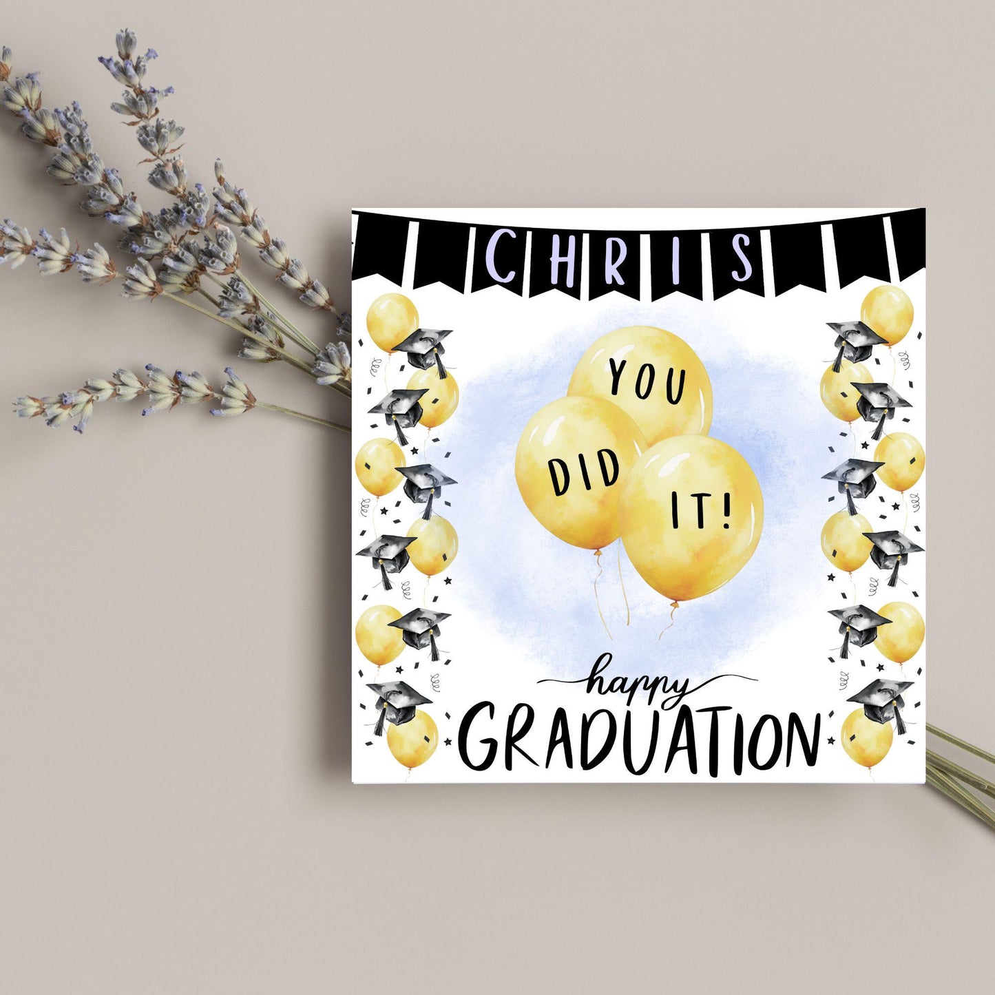 Personalised Graduation Congratulation Card, Well Done Card, Customised Well Done Card, Well Done Card from Mum, Well done Uncle, University