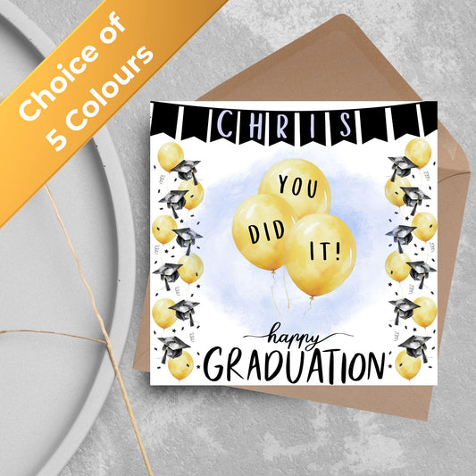 Personalised Graduation Congratulation Card, Well Done Card, Customised Well Done Card, Well Done Card from Mum, Well done Uncle, University