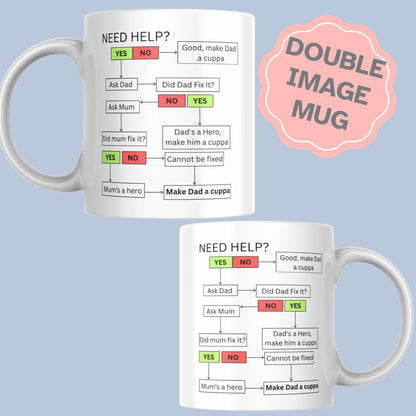Fathers Day Gift Mug, Dad Mug, Funny Flow Chart Gift for Dad,