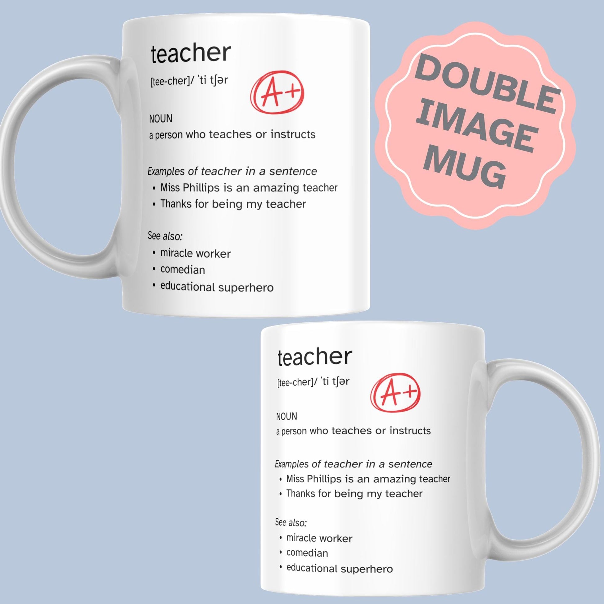 Personalised Thank You Teacher Mug, Gift for Teacher, End of Year, Teaching Mug, Retirement Gift