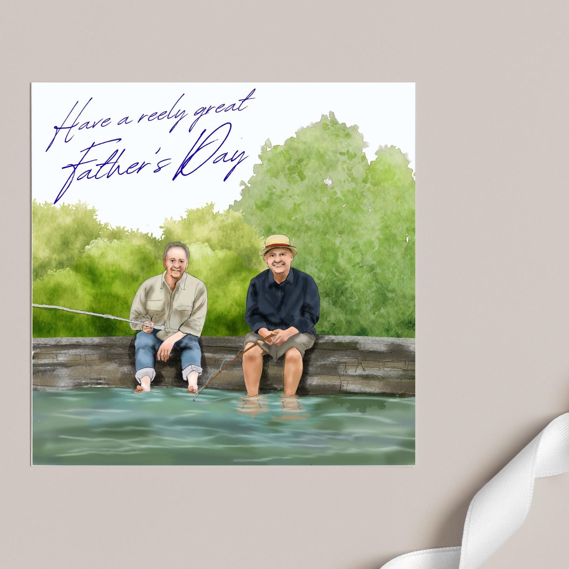 Mortimer and Whitehouse Gone Fishing Father's Day Card, Card for Dad, Bob Mortimer, Paul Whitehouse, Fishing