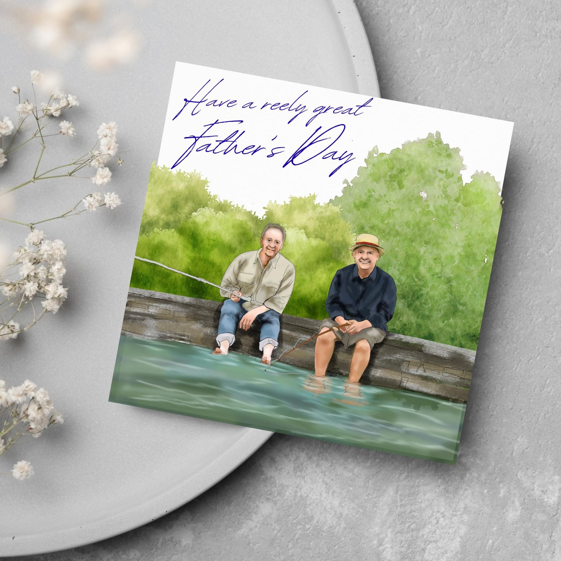 Mortimer and Whitehouse Gone Fishing Father's Day Card, Card for Dad, Bob Mortimer, Paul Whitehouse, Fishing