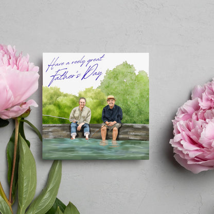 Mortimer and Whitehouse Gone Fishing Father's Day Card, Card for Dad, Bob Mortimer, Paul Whitehouse, Fishing