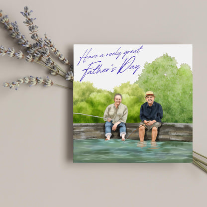 Mortimer and Whitehouse Gone Fishing Father's Day Card, Card for Dad, Bob Mortimer, Paul Whitehouse, Fishing