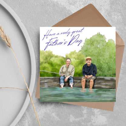 Mortimer and Whitehouse Gone Fishing Father's Day Card, Card for Dad, Bob Mortimer, Paul Whitehouse, Fishing