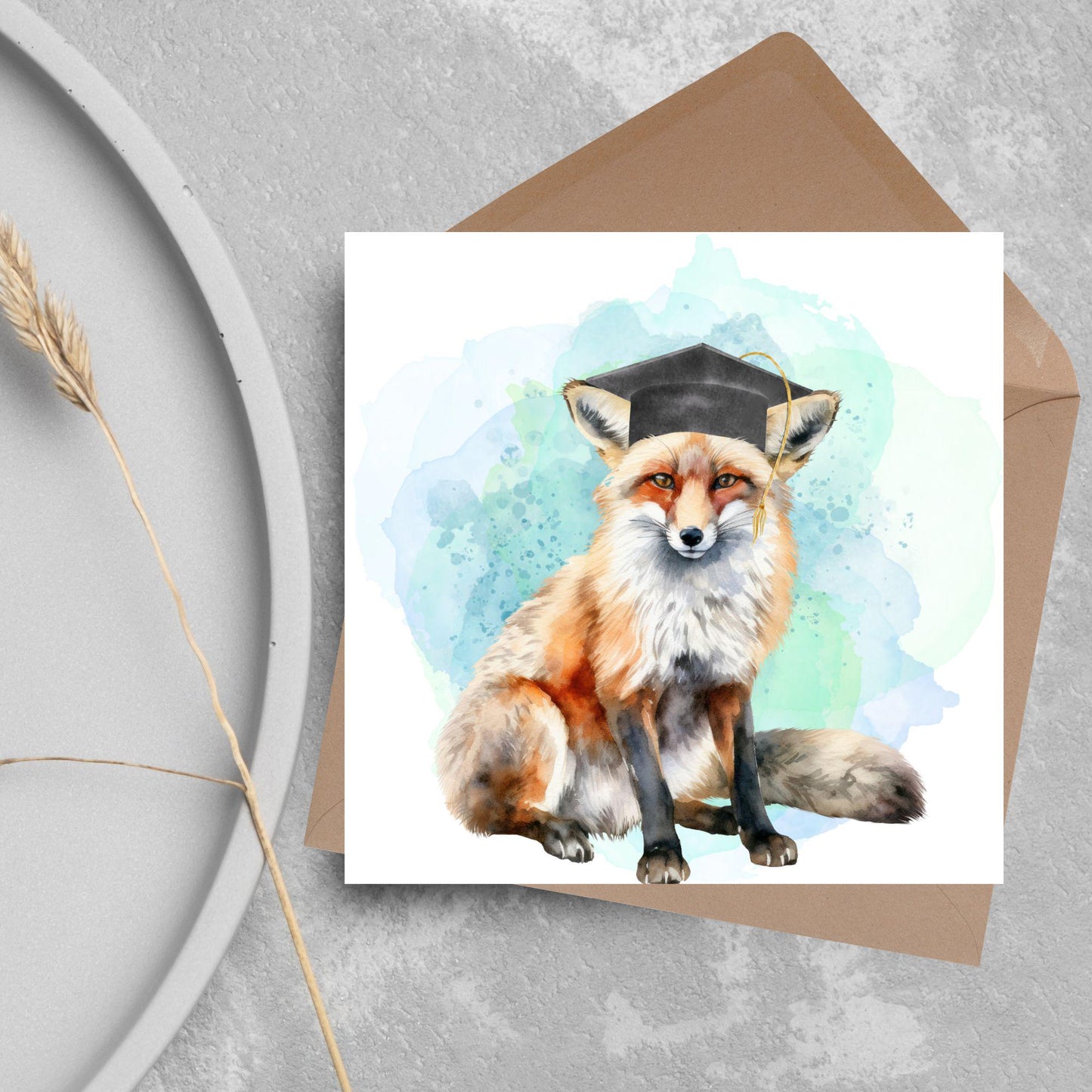 Graduation Card, Lucky the Fox Congratulations Card for University Graduates, Card for Him, Card for Her, Fox Lover, Choice of Colours