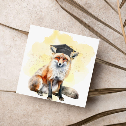 Graduation Card, Lucky the Fox Congratulations Card for University Graduates, Card for Him, Card for Her, Fox Lover, Choice of Colours