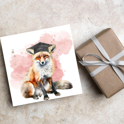 Graduation Card, Lucky the Fox Congratulations Card for University Graduates, Card for Him, Card for Her, Fox Lover, Choice of Colours