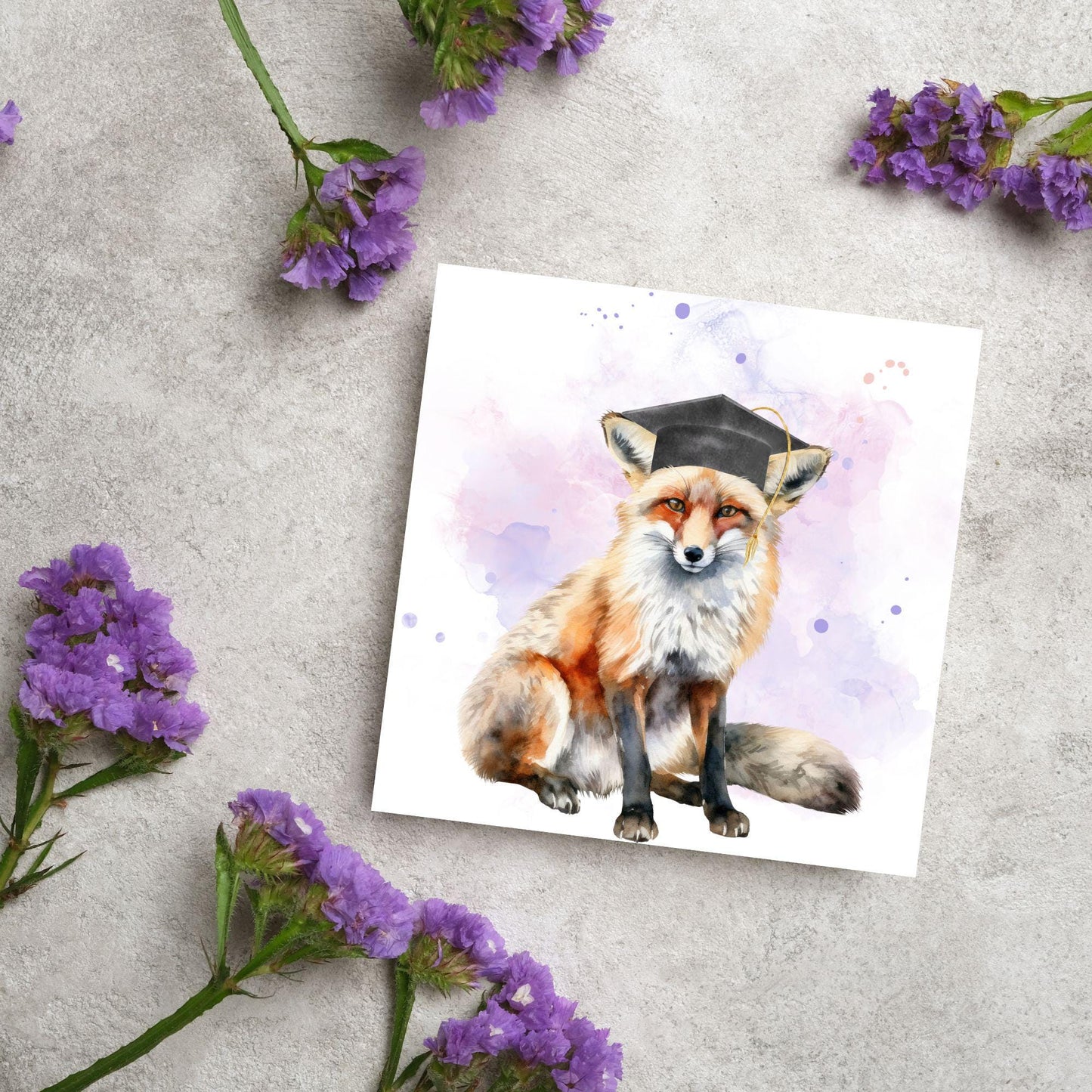 Graduation Card, Lucky the Fox Congratulations Card for University Graduates, Card for Him, Card for Her, Fox Lover, Choice of Colours