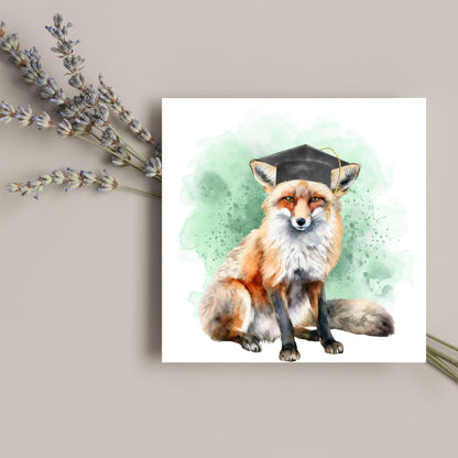 Graduation Card, Lucky the Fox Congratulations Card for University Graduates, Card for Him, Card for Her, Fox Lover, Choice of Colours