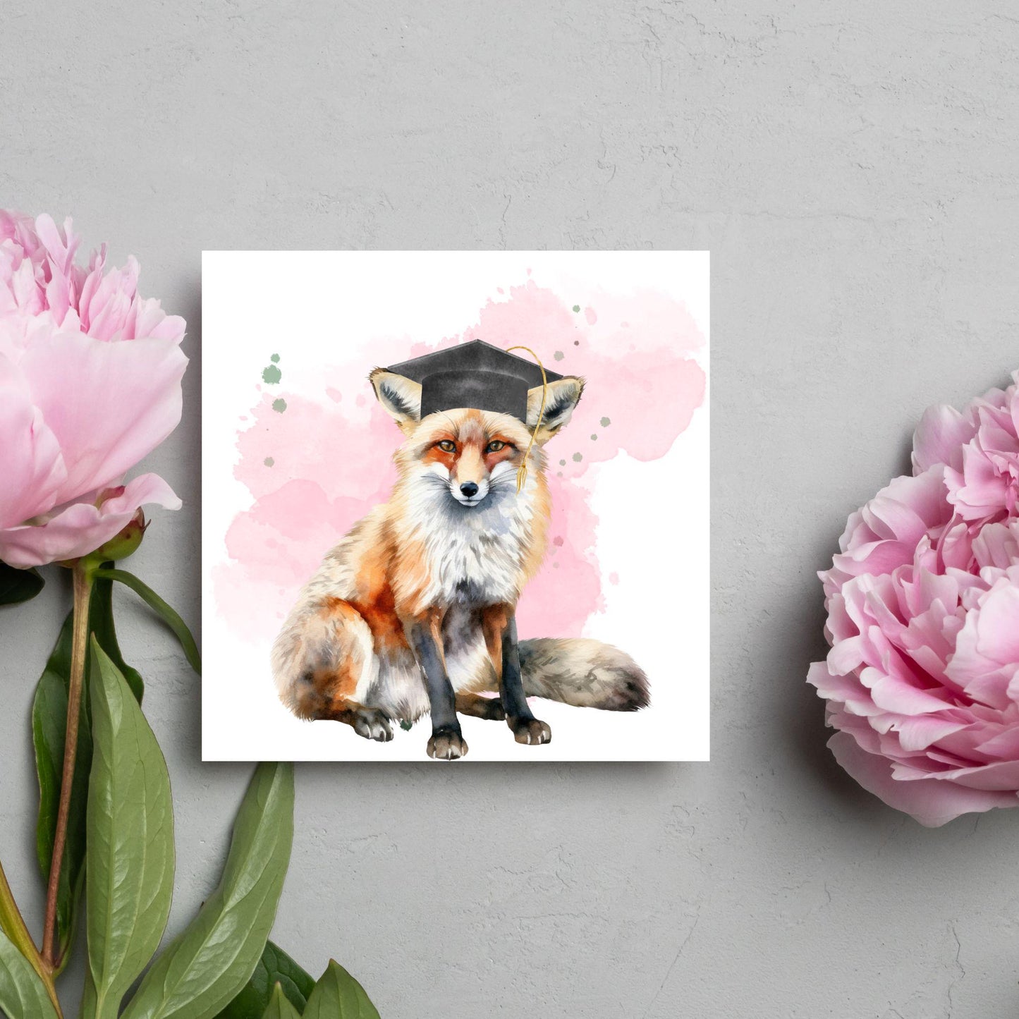 Graduation Card, Lucky the Fox Congratulations Card for University Graduates, Card for Him, Card for Her, Fox Lover, Choice of Colours
