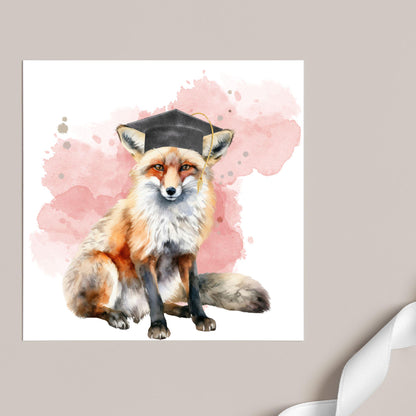 Graduation Card, Lucky the Fox Congratulations Card for University Graduates, Card for Him, Card for Her, Fox Lover, Choice of Colours