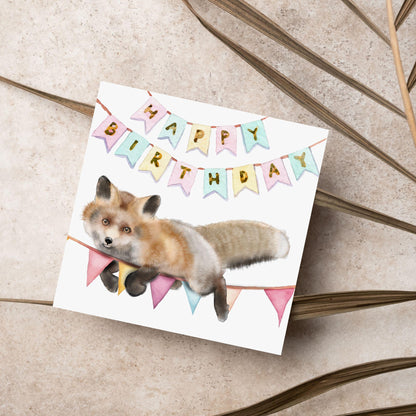 Fox Birthday Card, Cute Card for Fox Lovers, British Wildlife, Watercolour Fox, Birthday Card for Her, For Him