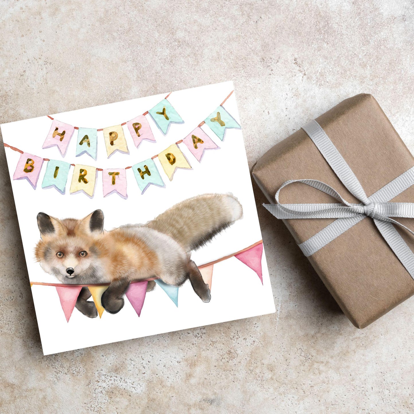 Fox Birthday Card, Cute Card for Fox Lovers, British Wildlife, Watercolour Fox, Birthday Card for Her, For Him