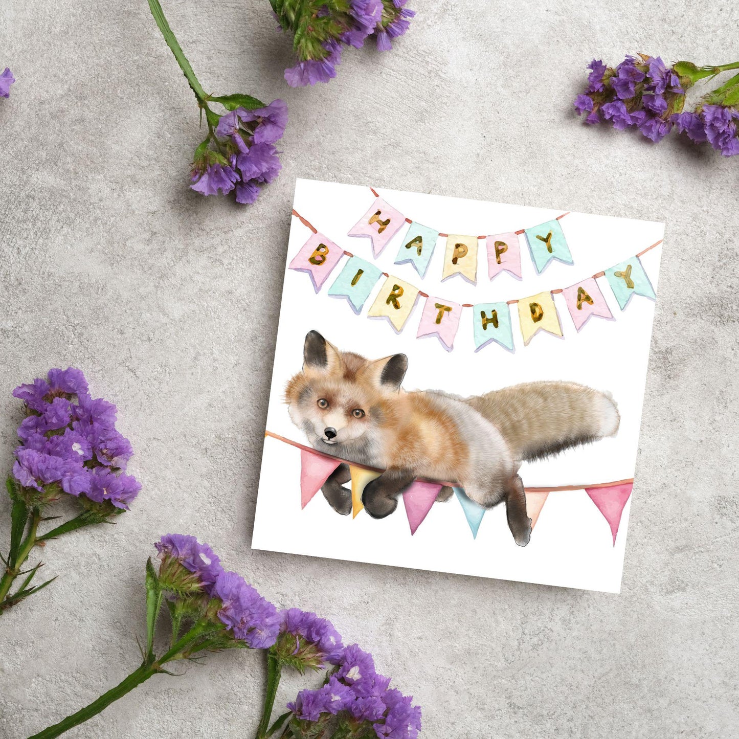 Fox Birthday Card, Cute Card for Fox Lovers, British Wildlife, Watercolour Fox, Birthday Card for Her, For Him