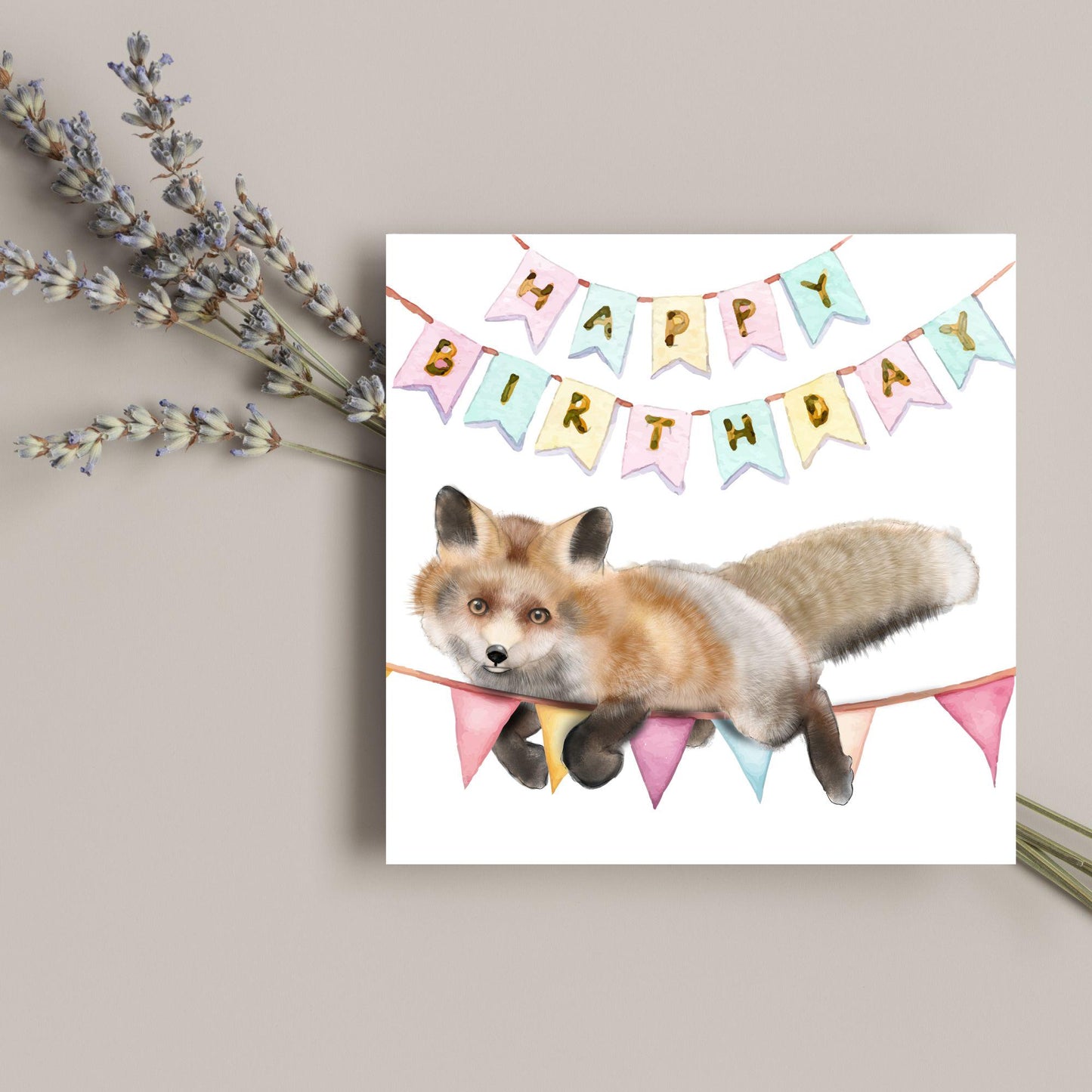 Fox Birthday Card, Cute Card for Fox Lovers, British Wildlife, Watercolour Fox, Birthday Card for Her, For Him