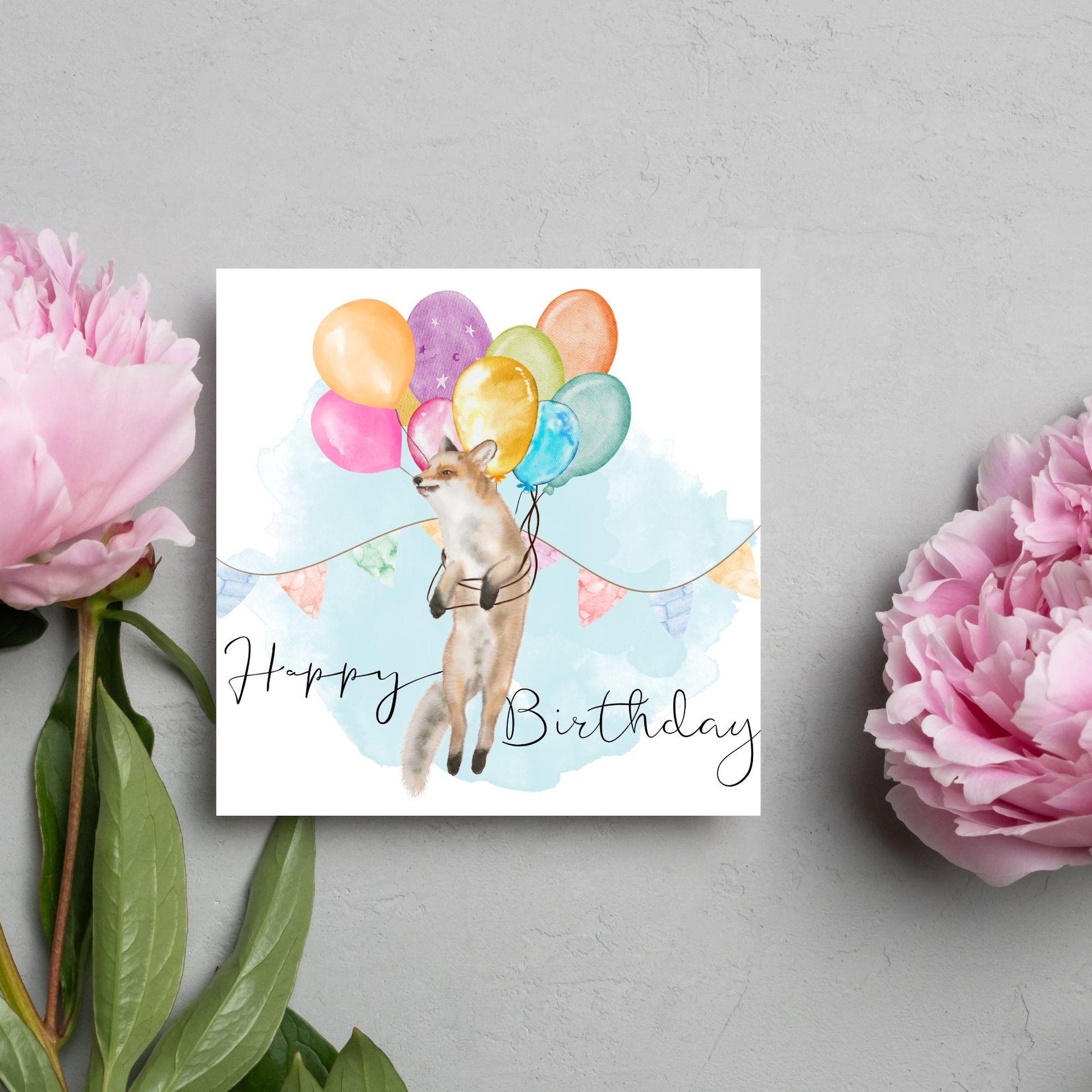 Fox Birthday Card, Cute Card for Fox Lovers, British Wildlife, Watercolour Fox, Birthday Card for Her, For Him