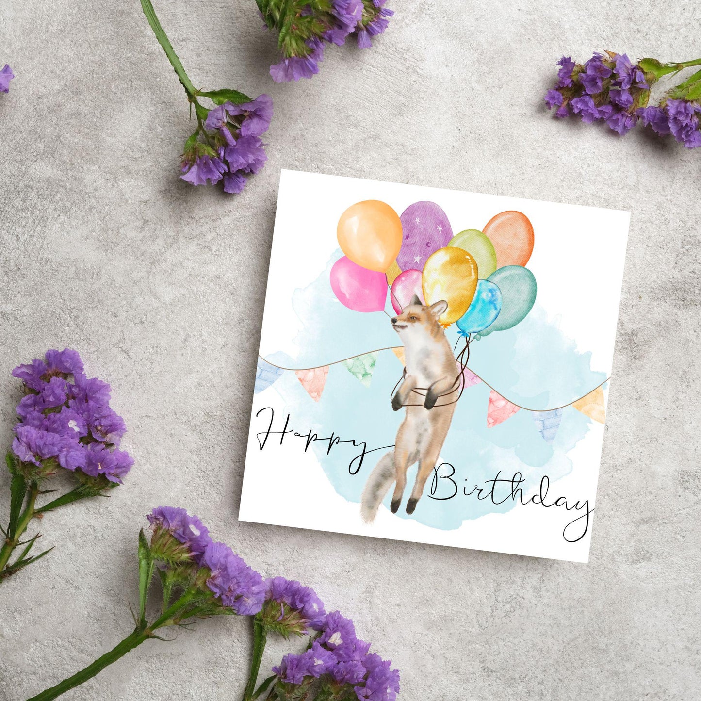 Fox Birthday Card, Cute Card for Fox Lovers, British Wildlife, Watercolour Fox, Birthday Card for Her, For Him