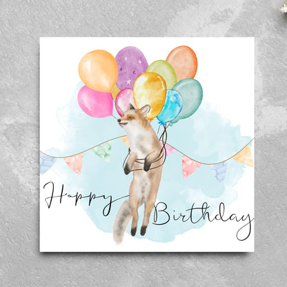 Fox Birthday Card, Cute Card for Fox Lovers, British Wildlife, Watercolour Fox, Birthday Card for Her, For Him