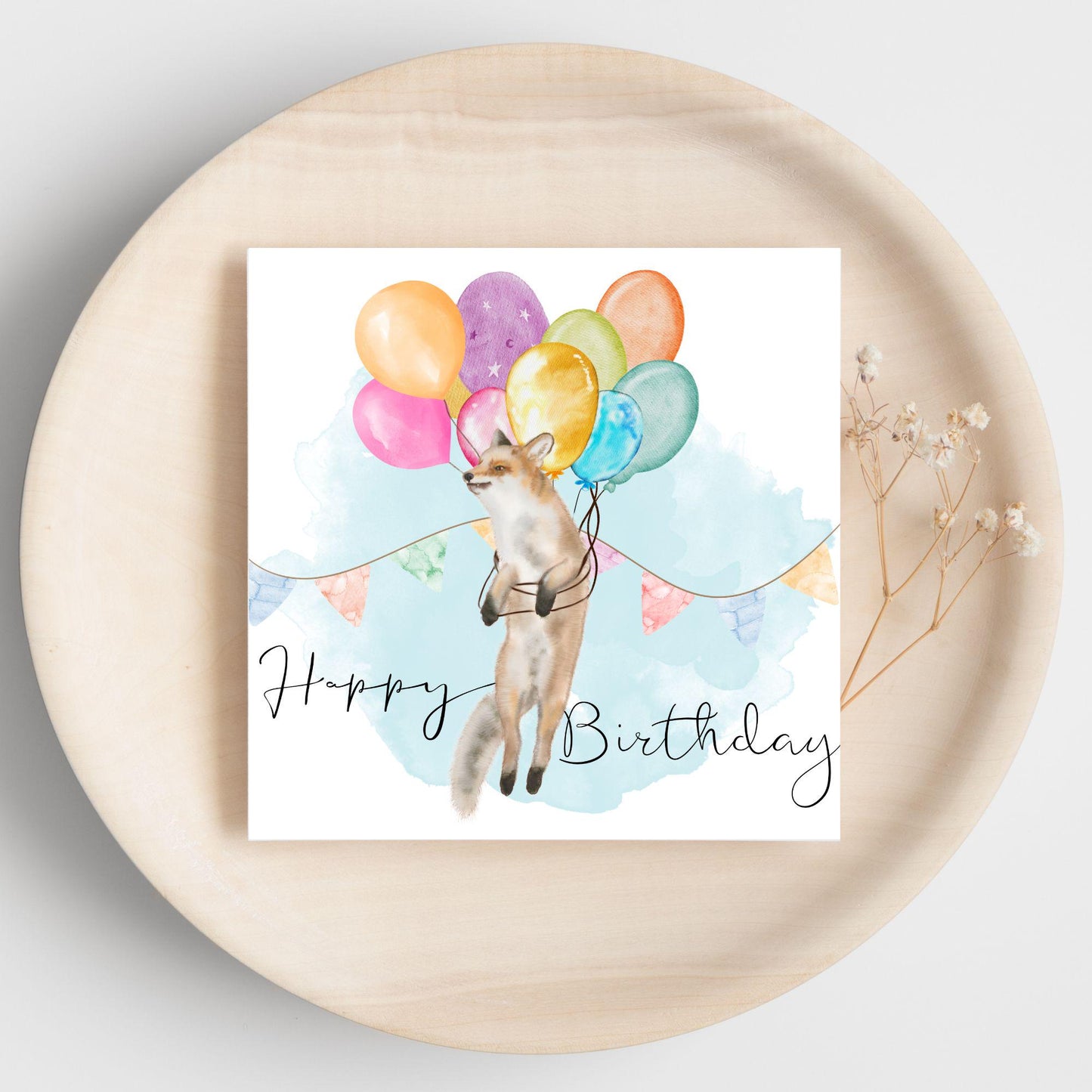 Fox Birthday Card, Cute Card for Fox Lovers, British Wildlife, Watercolour Fox, Birthday Card for Her, For Him
