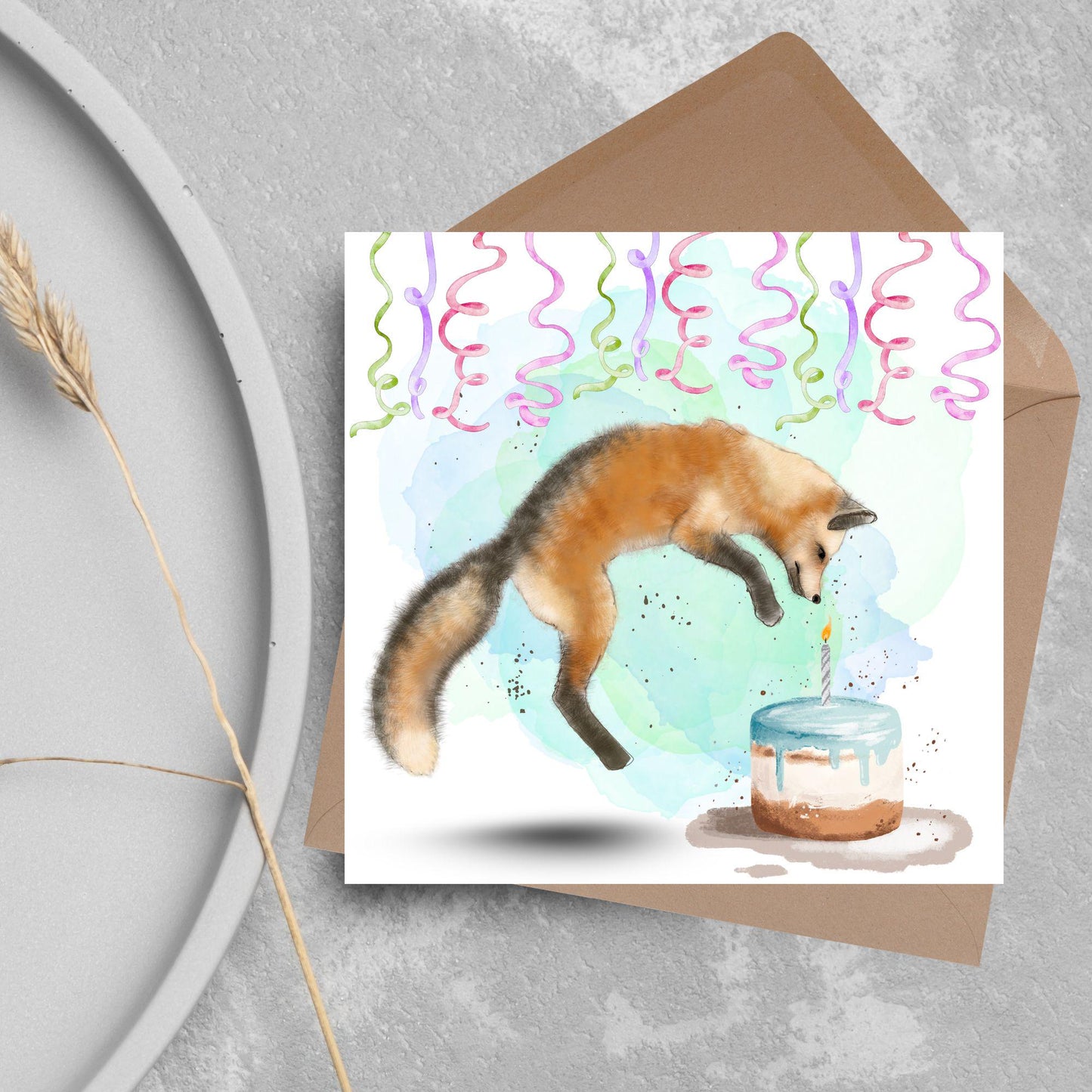 Fox Birthday Card, Cute Card for Fox Lovers, British Wildlife, Watercolour Fox, Birthday Card for Her, For Him