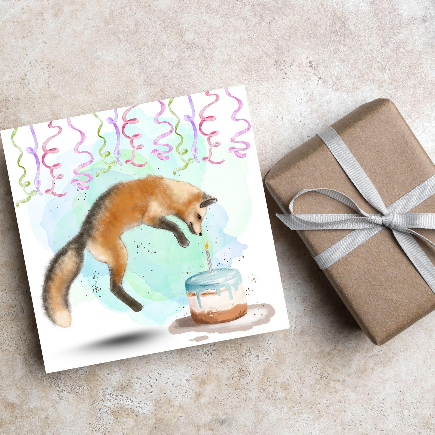 Fox Birthday Card, Cute Card for Fox Lovers, British Wildlife, Watercolour Fox, Birthday Card for Her, For Him