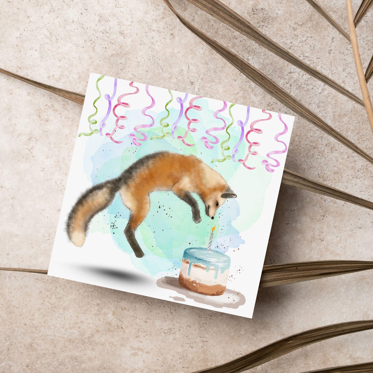 Fox Birthday Card, Cute Card for Fox Lovers, British Wildlife, Watercolour Fox, Birthday Card for Her, For Him