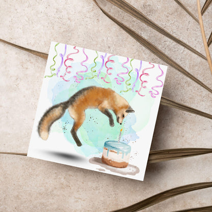 Fox Birthday Card, Cute Card for Fox Lovers, British Wildlife, Watercolour Fox, Birthday Card for Her, For Him