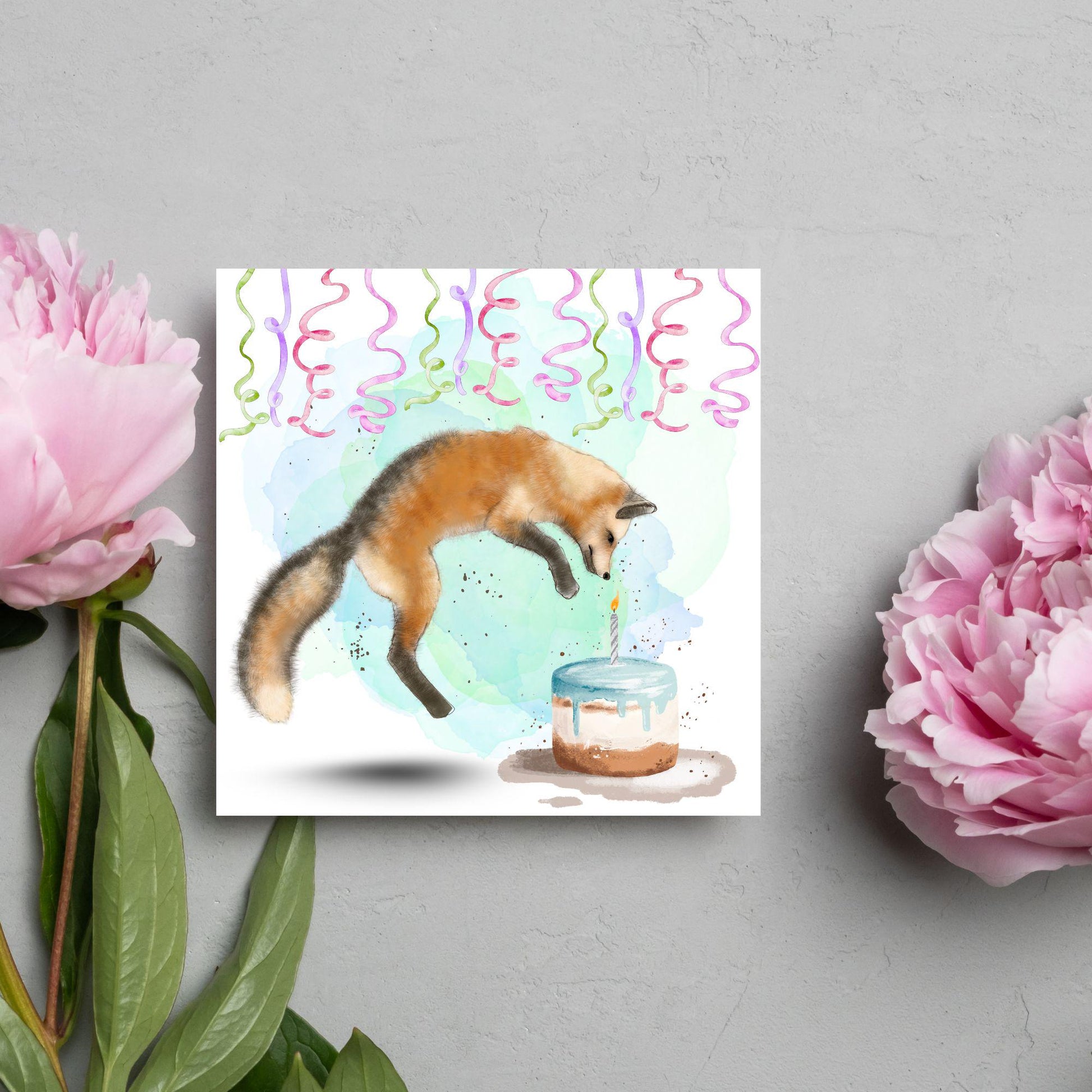 Fox Birthday Card, Cute Card for Fox Lovers, British Wildlife, Watercolour Fox, Birthday Card for Her, For Him