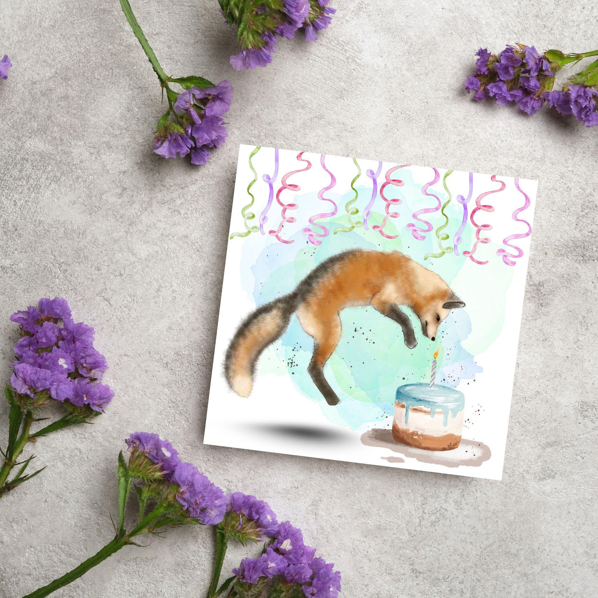 Fox Birthday Card, Cute Card for Fox Lovers, British Wildlife, Watercolour Fox, Birthday Card for Her, For Him