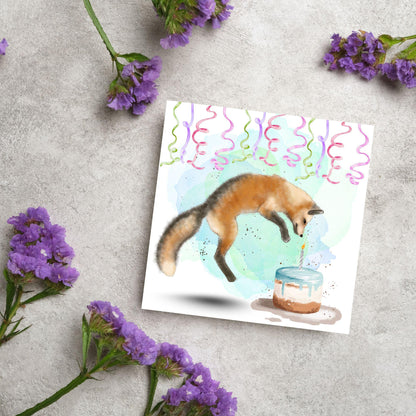 Fox Birthday Card, Cute Card for Fox Lovers, British Wildlife, Watercolour Fox, Birthday Card for Her, For Him