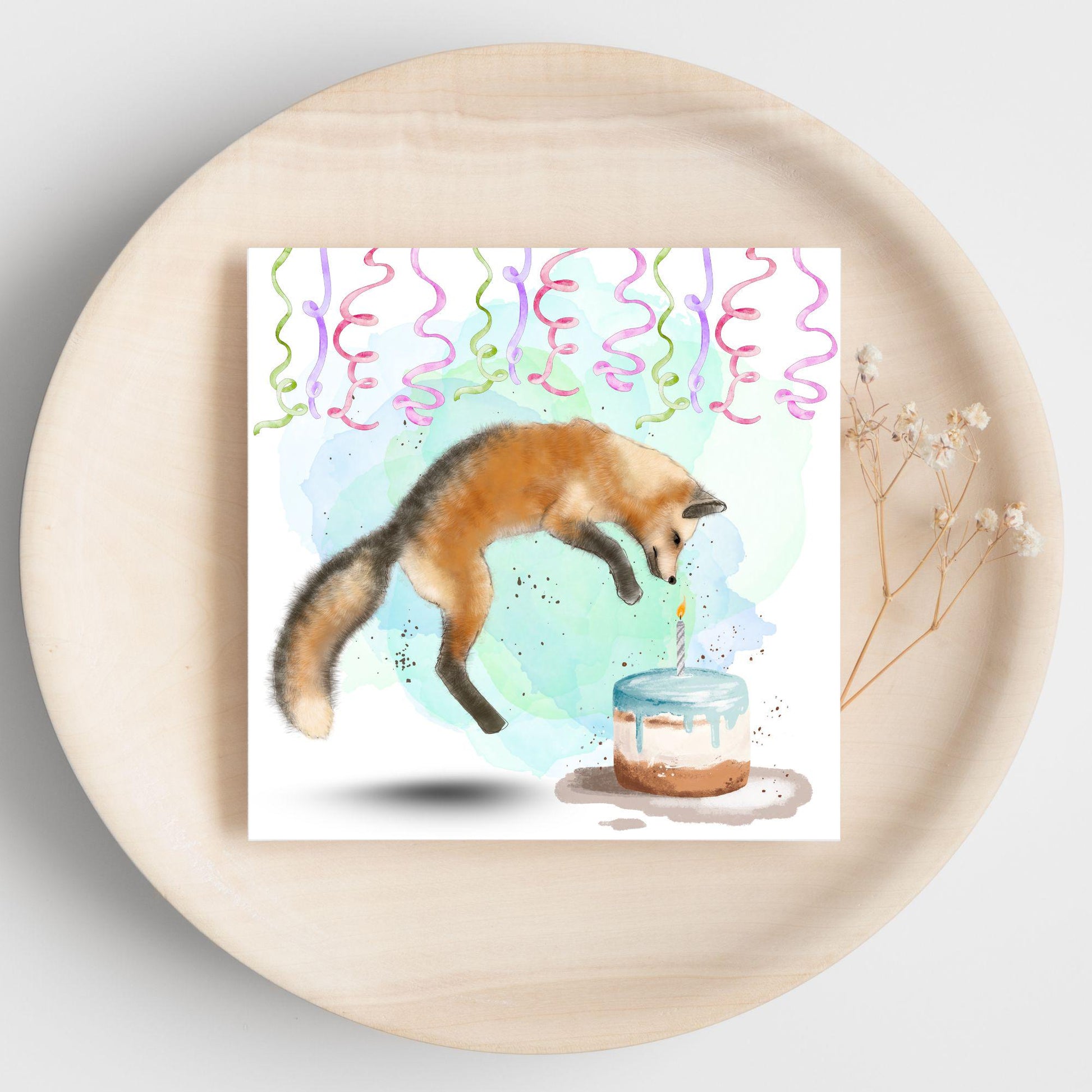 Fox Birthday Card, Cute Card for Fox Lovers, British Wildlife, Watercolour Fox, Birthday Card for Her, For Him