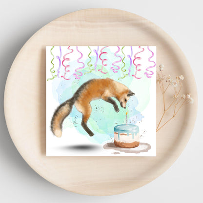 Fox Birthday Card, Cute Card for Fox Lovers, British Wildlife, Watercolour Fox, Birthday Card for Her, For Him
