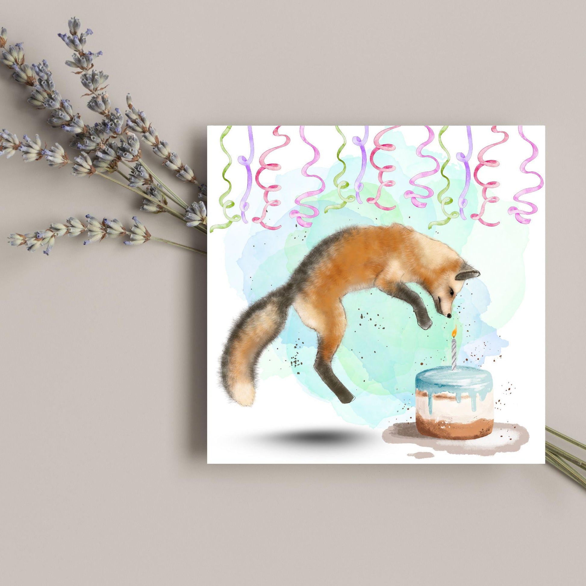 Fox Birthday Card, Cute Card for Fox Lovers, British Wildlife, Watercolour Fox, Birthday Card for Her, For Him