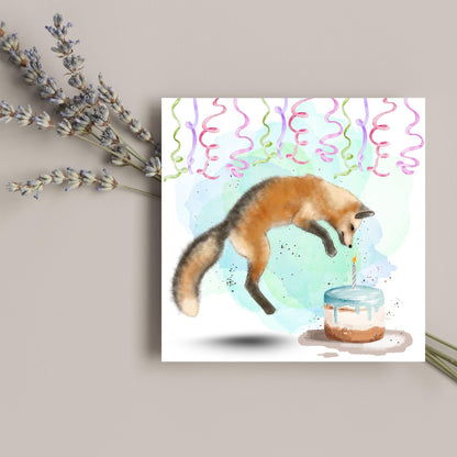 Fox Birthday Card, Cute Card for Fox Lovers, British Wildlife, Watercolour Fox, Birthday Card for Her, For Him