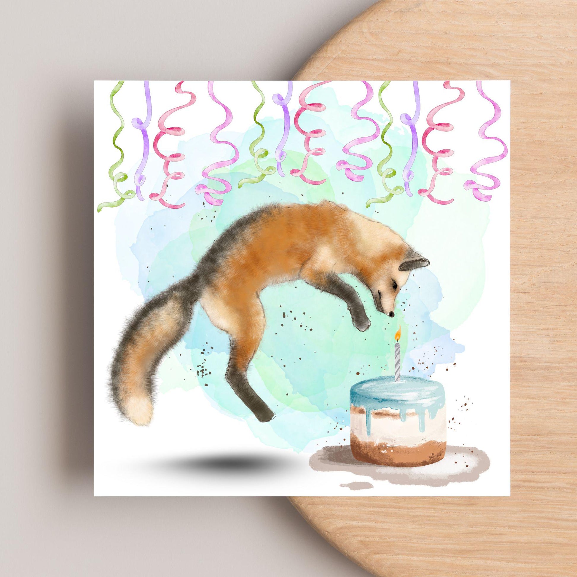 Fox Birthday Card, Cute Card for Fox Lovers, British Wildlife, Watercolour Fox, Birthday Card for Her, For Him