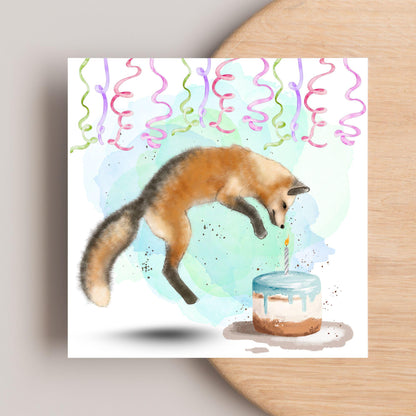 Fox Birthday Card, Cute Card for Fox Lovers, British Wildlife, Watercolour Fox, Birthday Card for Her, For Him