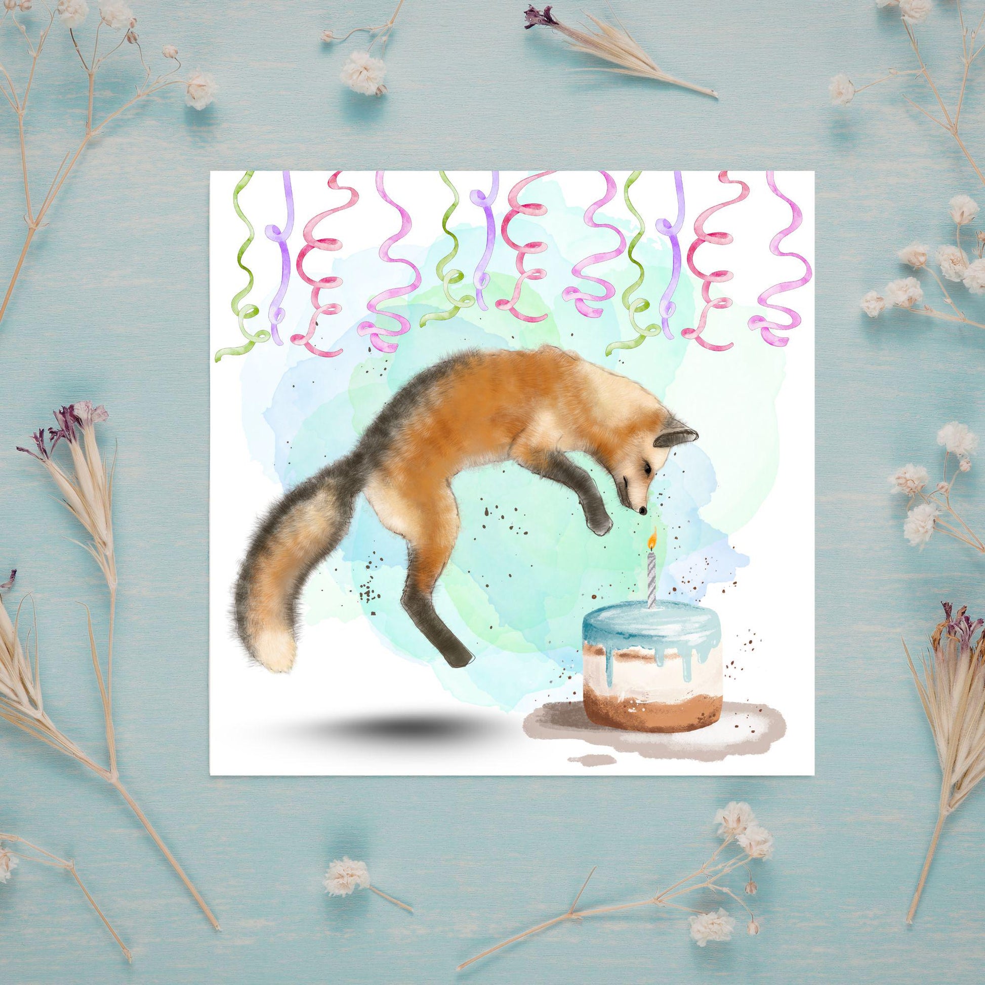 Fox Birthday Card, Cute Card for Fox Lovers, British Wildlife, Watercolour Fox, Birthday Card for Her, For Him