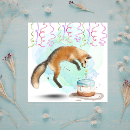 Fox Birthday Card, Cute Card for Fox Lovers, British Wildlife, Watercolour Fox, Birthday Card for Her, For Him