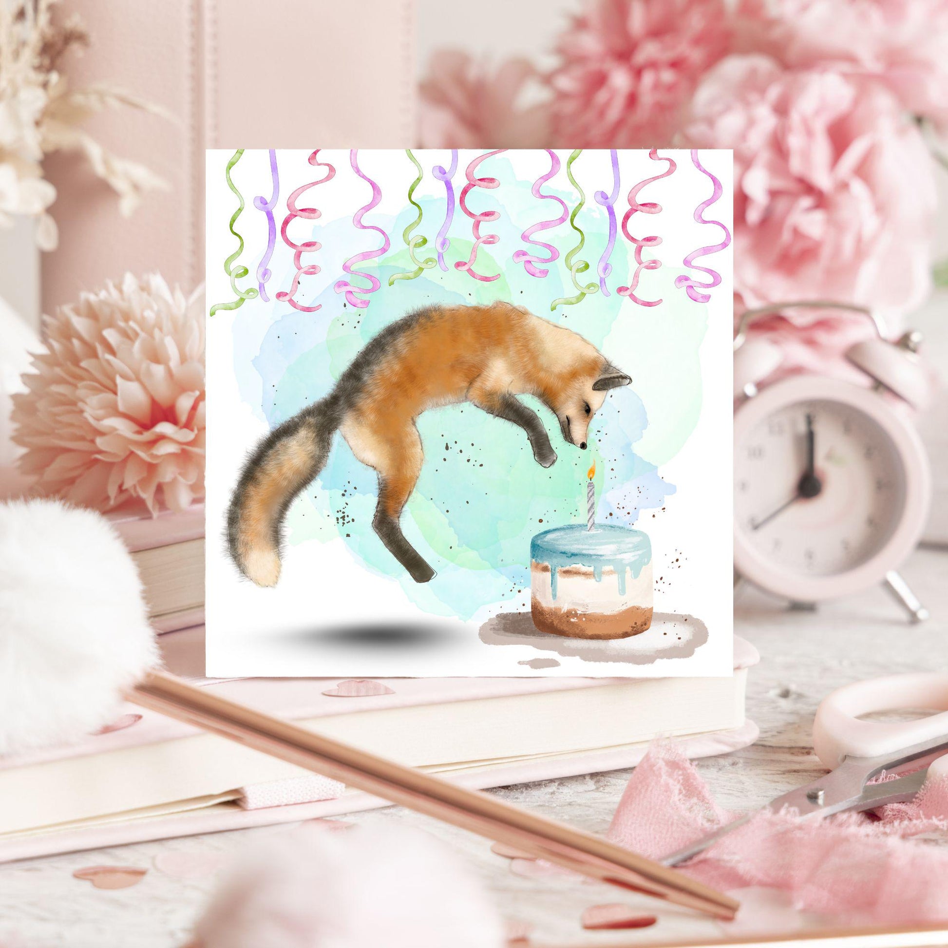 Fox Birthday Card, Cute Card for Fox Lovers, British Wildlife, Watercolour Fox, Birthday Card for Her, For Him