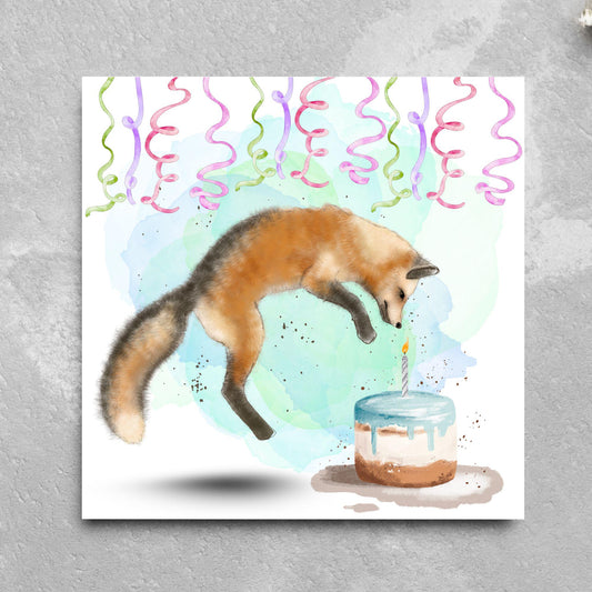 Fox Birthday Card, Cute Card for Fox Lovers, British Wildlife, Watercolour Fox, Birthday Card for Her, For Him
