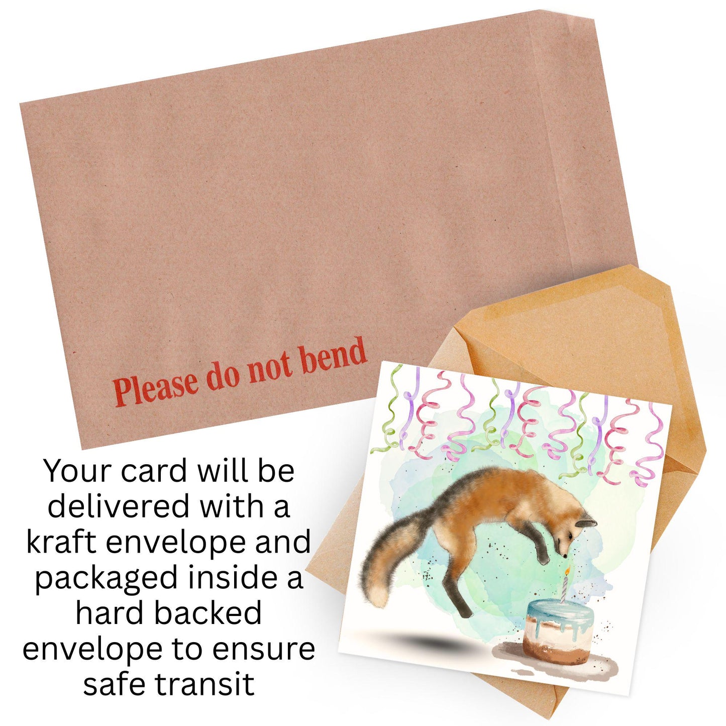 Fox Birthday Card, Cute Card for Fox Lovers, British Wildlife, Watercolour Fox, Birthday Card for Her, For Him