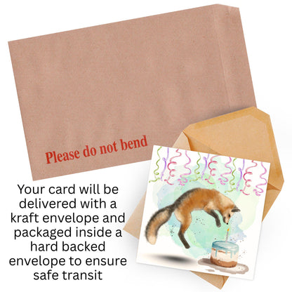 Fox Birthday Card, Cute Card for Fox Lovers, British Wildlife, Watercolour Fox, Birthday Card for Her, For Him