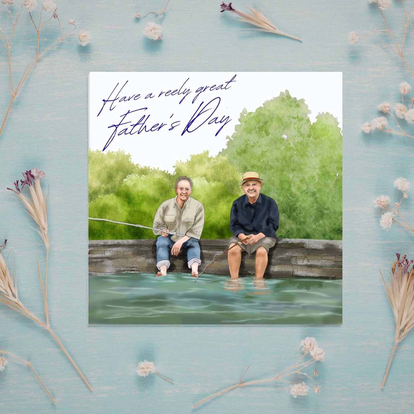 Mortimer and Whitehouse Gone Fishing Father's Day Card, Card for Dad, Bob Mortimer, Paul Whitehouse, Fishing