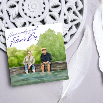 Mortimer and Whitehouse Gone Fishing Father's Day Card, Card for Dad, Bob Mortimer, Paul Whitehouse, Fishing