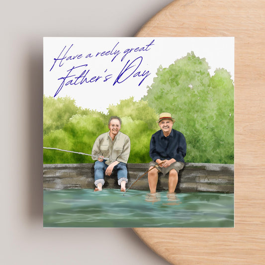 Mortimer and Whitehouse Gone Fishing Father's Day Card, Card for Dad, Bob Mortimer, Paul Whitehouse, Fishing