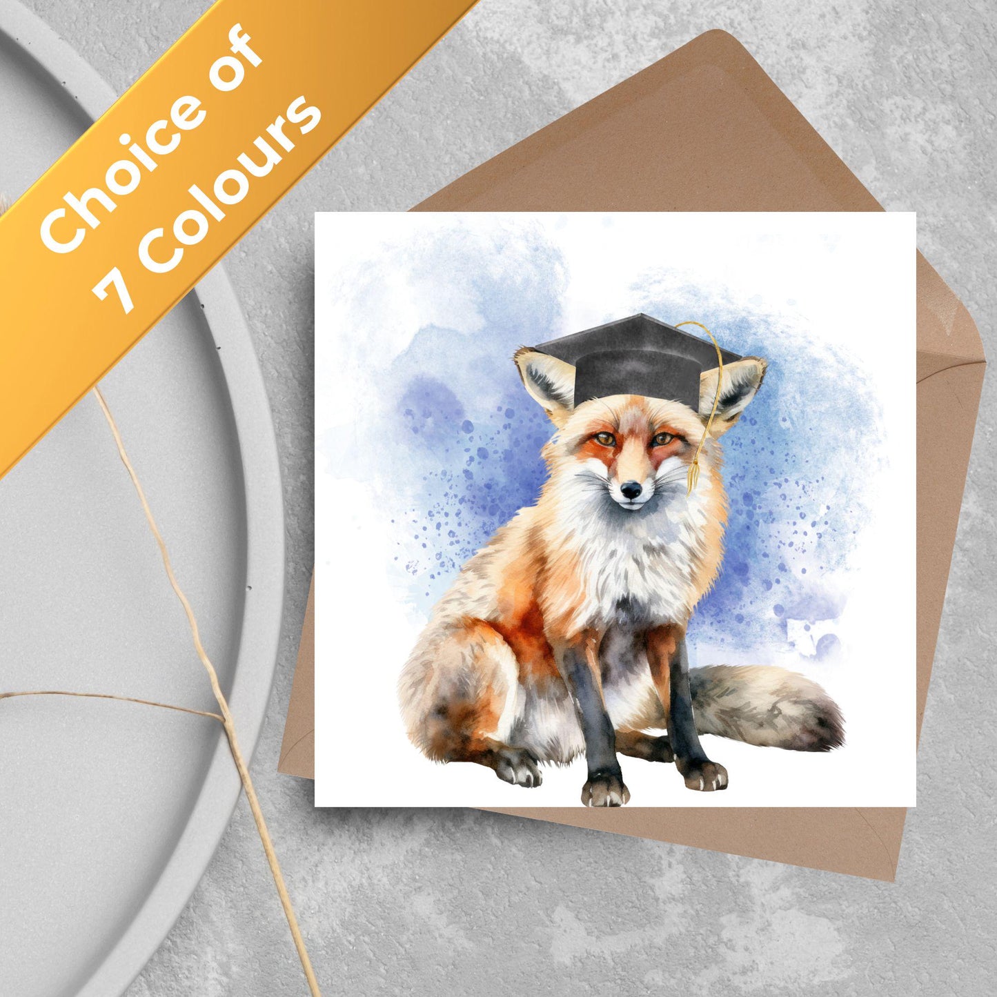 Graduation Card, Lucky the Fox Congratulations Card for University Graduates, Card for Him, Card for Her, Fox Lover, Choice of Colours